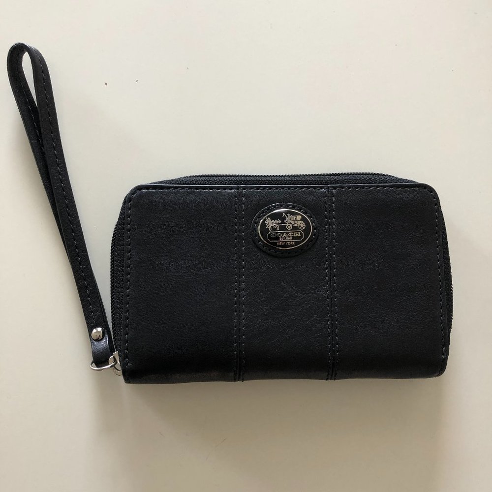 Coach Black Leather Wristlet
